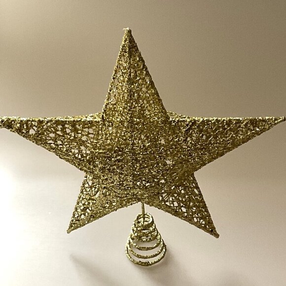 CHRISTMAS TREE TOPPER GLITTERED GOLD STAR (10'') - Picture 2 of 10